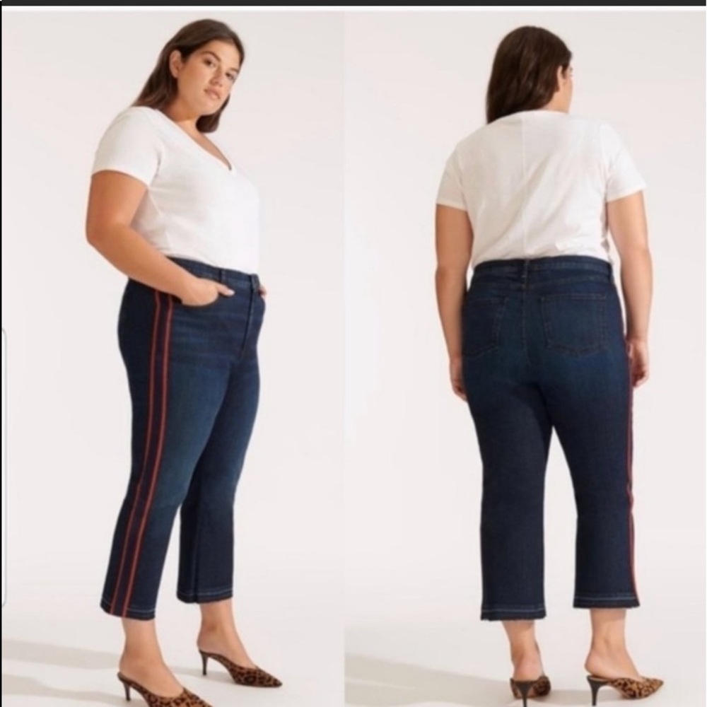 NWT Veronica Beard Stripe High Waist Crop Jeans